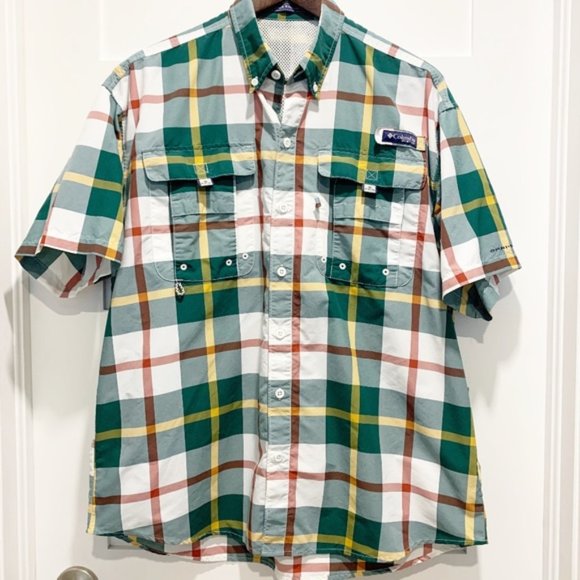 Columbia PFG Super Bahama Plaid Short Sleeve Shirt - Picture 1 of 13